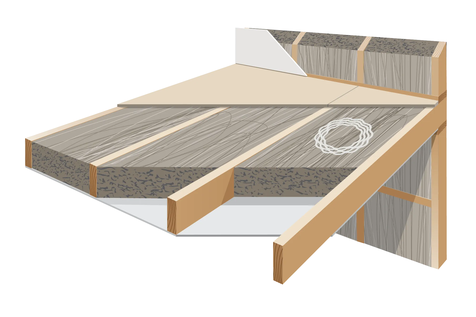 Midfloor insulation illustration drop in floor insulation